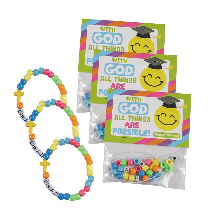 Religious Elementary Grad Bracelet Handout Craft Kit 7.25 Inch Makes 12