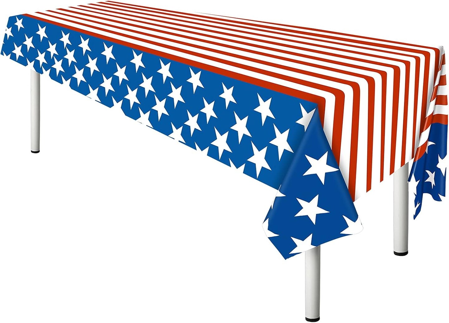 4th of July Tablecloths, 2-Pack American Flag Plastic Table Covers (54" x 72") – Patriotic Decorations for Independence Day, Memorial Day, and Veterans Day Parties