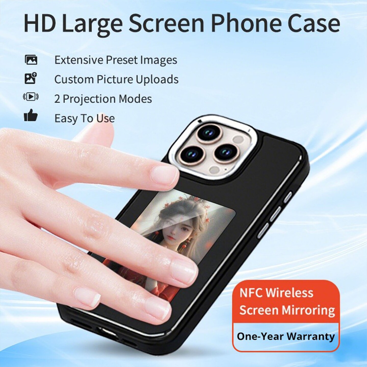Ink Screen Mobile Case with 3.97 Inch HD Display and Alloy Frame Black Protective Design