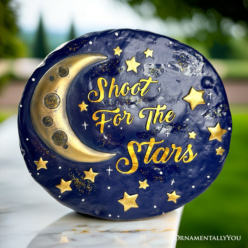Shoot for the Stars Stepping Stone, 9.5&#x22; Galactic Moon and Stars Space Themed Gift