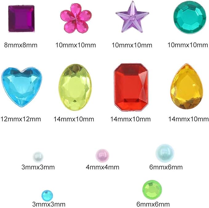 1782pcs Gems Stickers, Self Adhesive Gems for Crafts Bling Rhinestones for Crafts, Assorted Shapes Jewels Stickers for Kids, Stick on Gems, Muticolor
