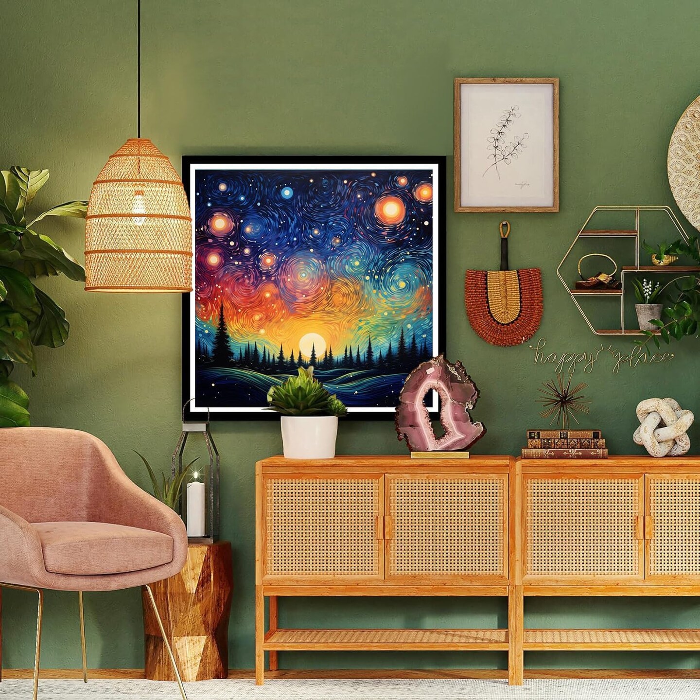 Starry Sky Paint by Numbers for Adults - Starry Night Paint by Number on Canvas Without Frame