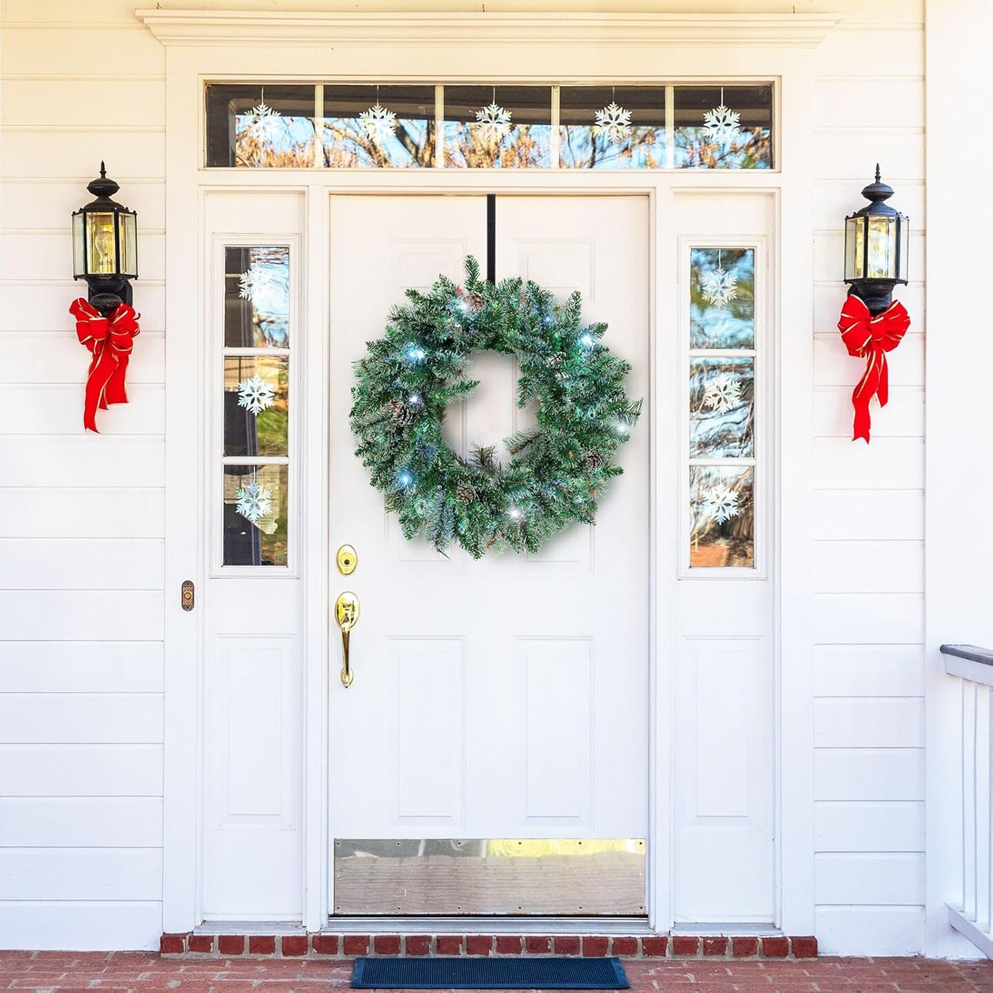 Pre-Lit Artificial Christmas Wreaths with 40 LED Lights&Timer