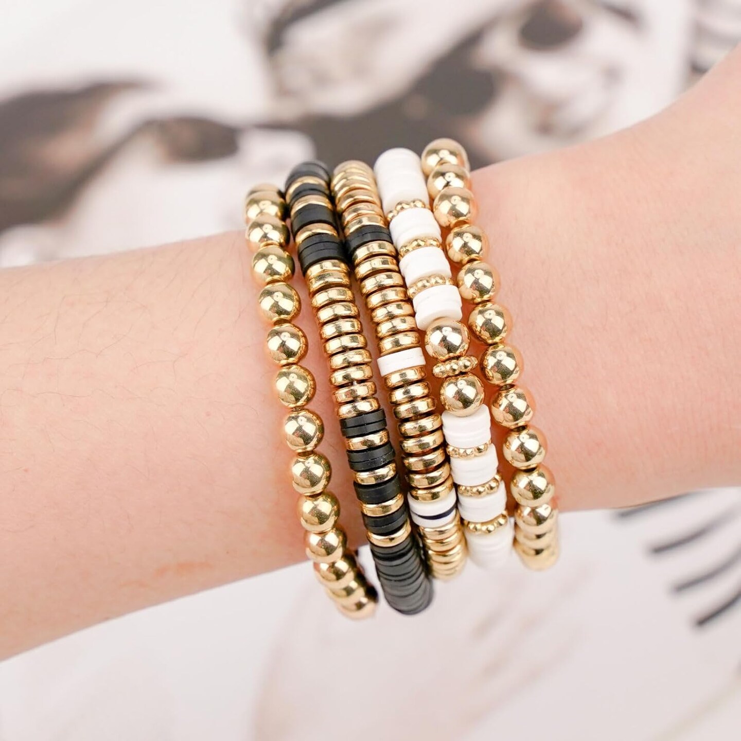 Clay Beads Bracelets for Women, Bracelet Making kit Golden Beads for Jewelry Making