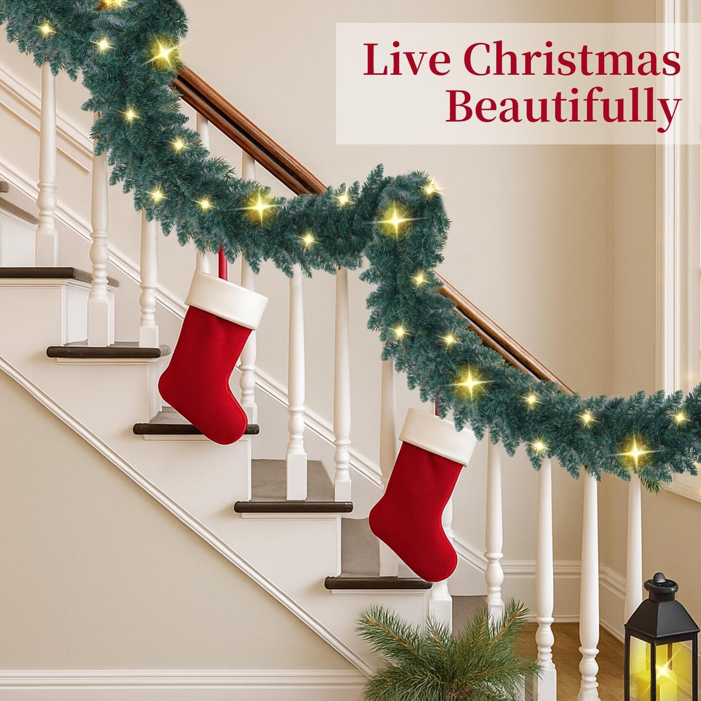 9 FT Christmas Garland with Lights (Green)