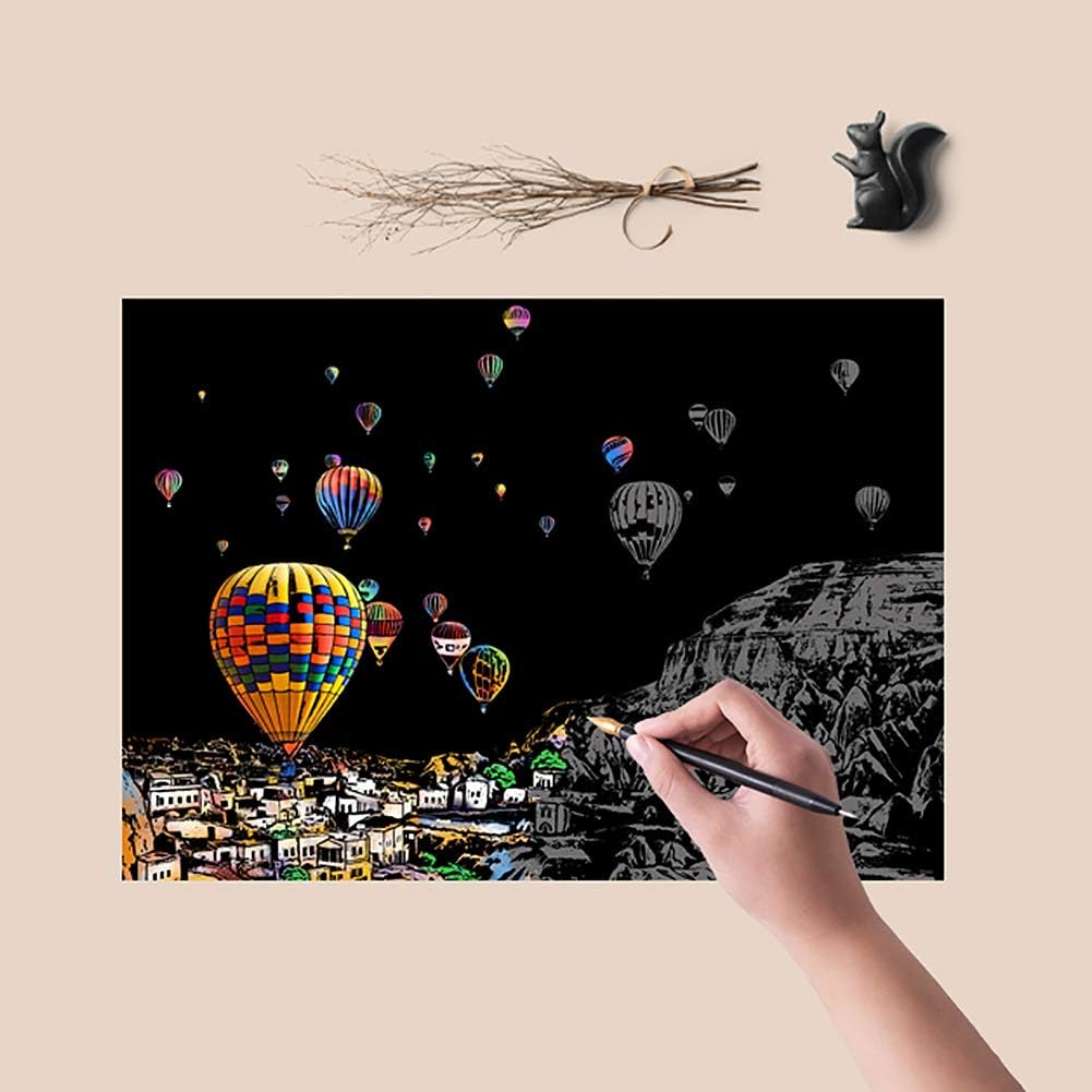 Scratch Painting Kits for Adults &#x26; Kids, Rainbow Painting Night View Scratchboard