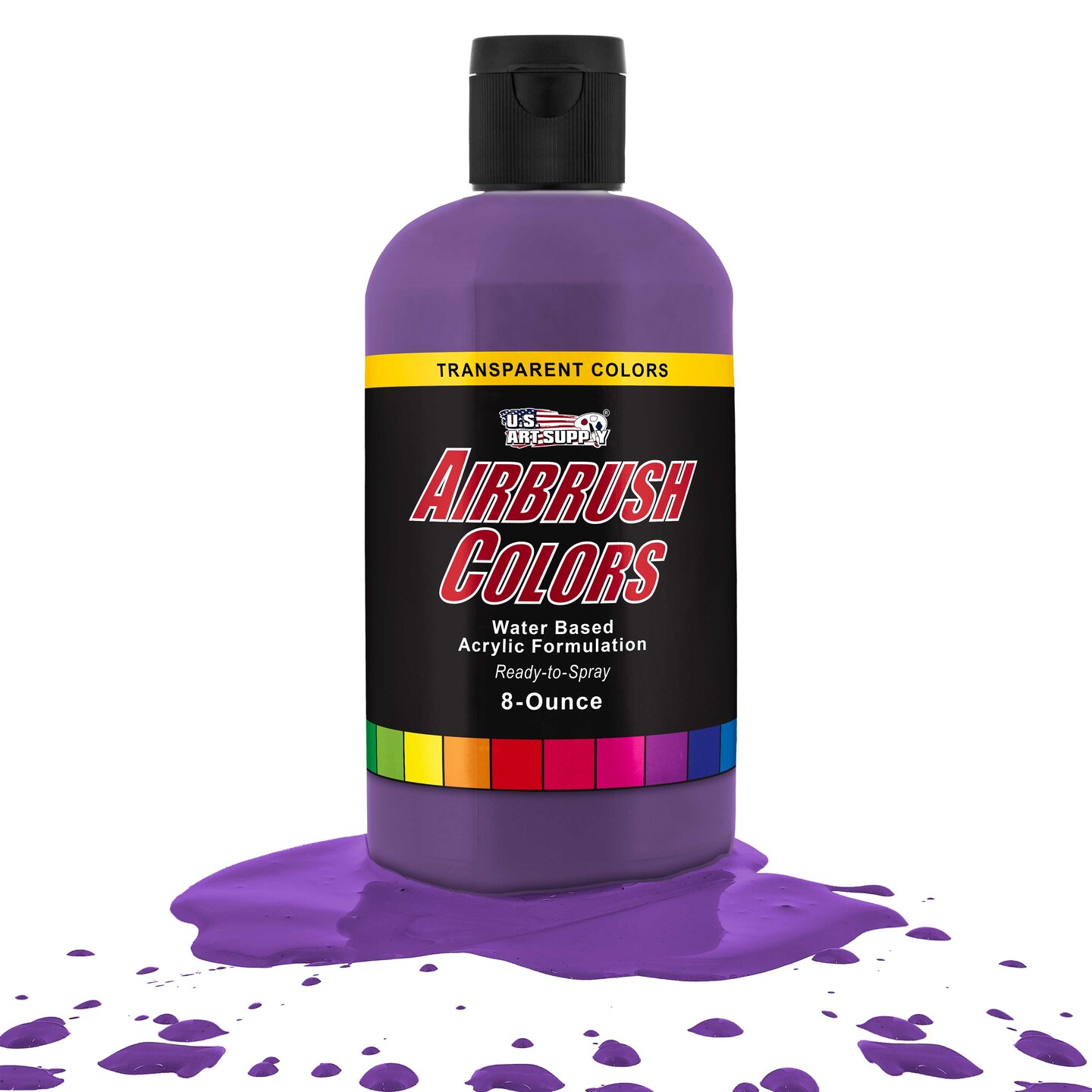 U.S. Art Supply Transparent Deep Purple Acrylic Special Effects Airbrush Paint - 8oz Ready to Spray Air Brush Paint for Nails, Models, Fabric - Water-Based Air Brush Painting