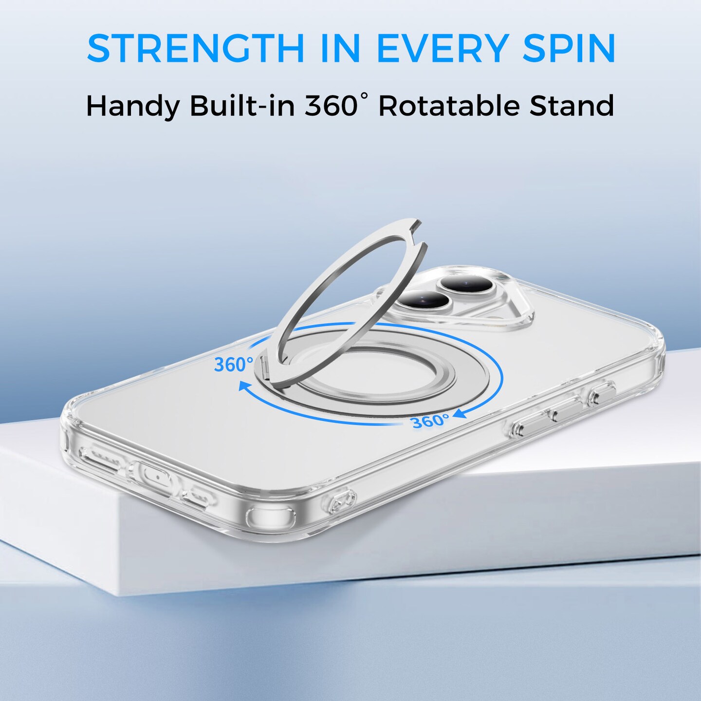 Clear Magnetic Case with Ring Stand for various Apple iPhone 17, 16, 15 Models, Fit for MagSafe, Shock Absorption Bumper, Soft Flexible TPU, Shock Resistant, Fingerprint Resistant, Protection