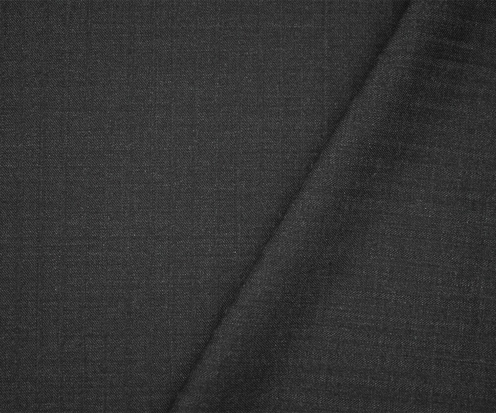 Deep Gray Wool-Poly Striped Woven Irregular Herringbone Suiting Fabric By the Yard