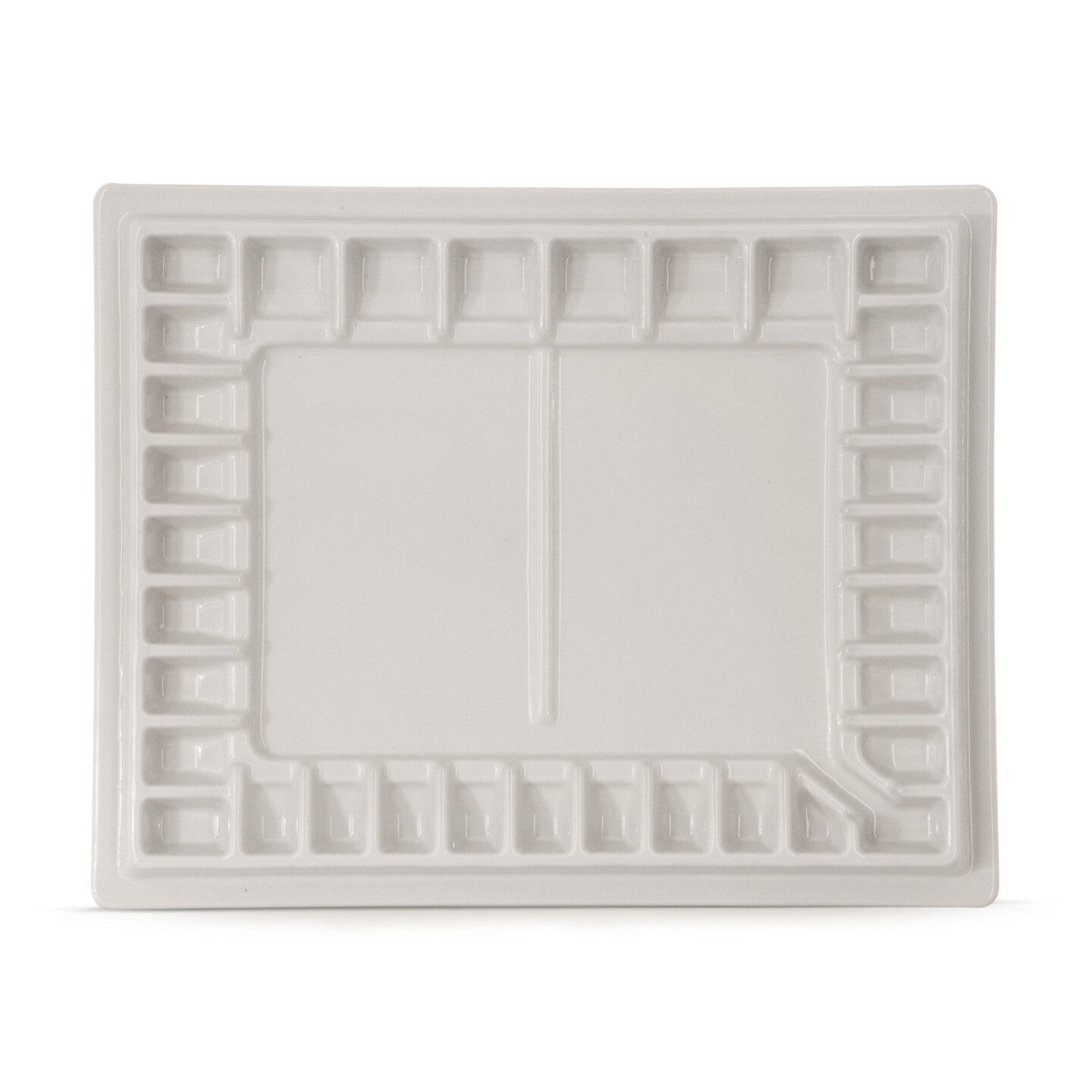 Pintar Ceramic Watercolor Paint Palette Tray - 33-Well Ceramic Palette | Large Mixing Areas - 13.5 x 10.8 Paint Pallet | Durable Watercolor Palette Tray for Acrylic, Oil, Gouache &#x26; All Water-Based Paints