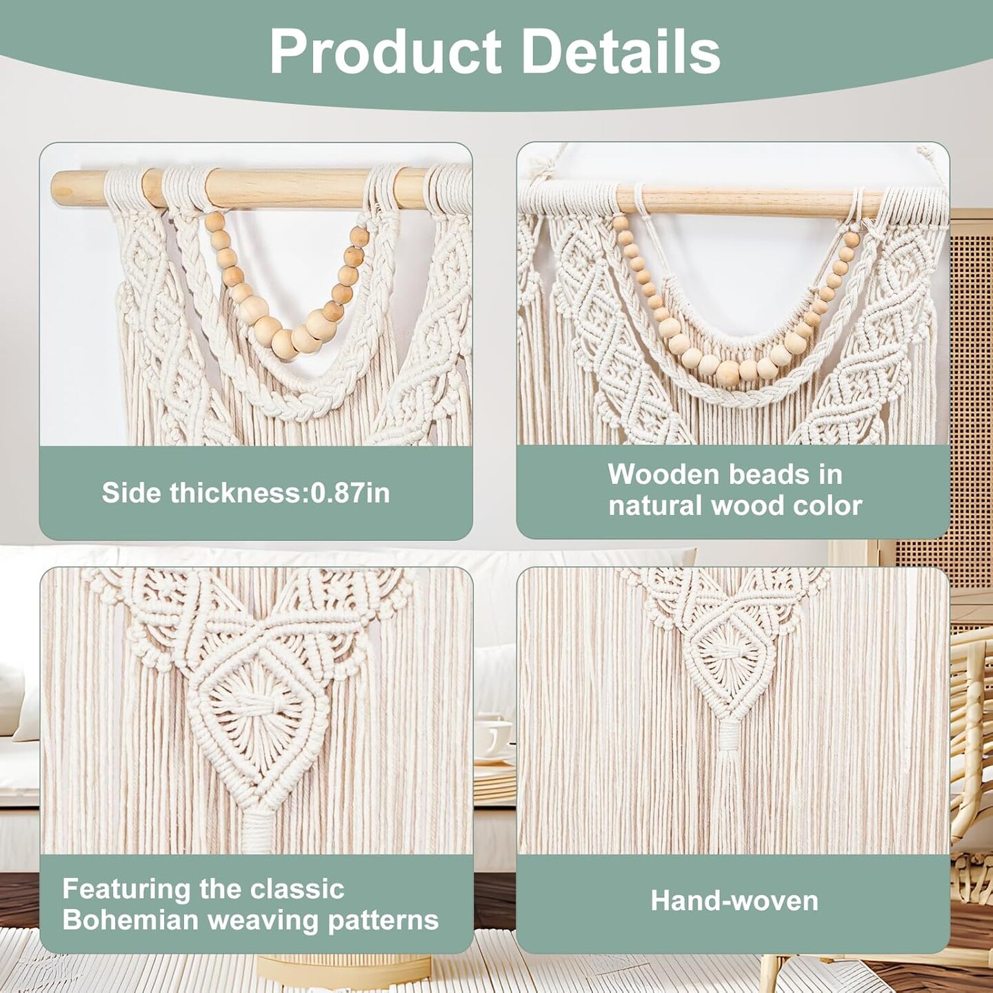 Macramé DIY Kit – 227-Piece Wall Hanging & Plant Hanger Supplies with 225 Yards 3mm Cord, Wooden Beads, Dowels, Rings, and E-Book Tutorial – Perfect Craft Starter Set for Adults & Beginners