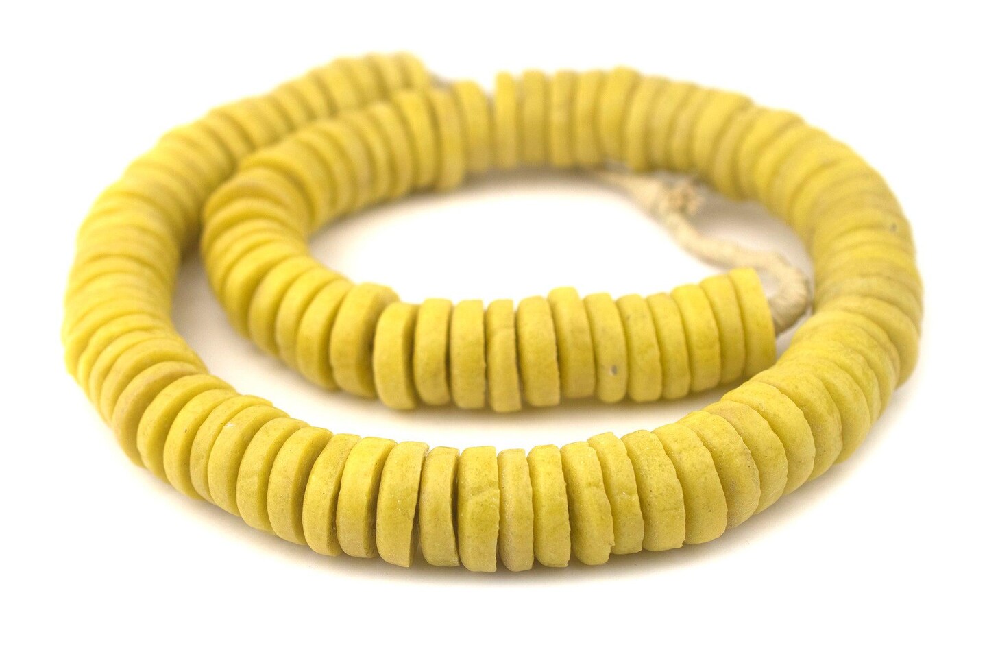 The Bead Chest Yellow Ashanti Glass Disk Beads (20mm)