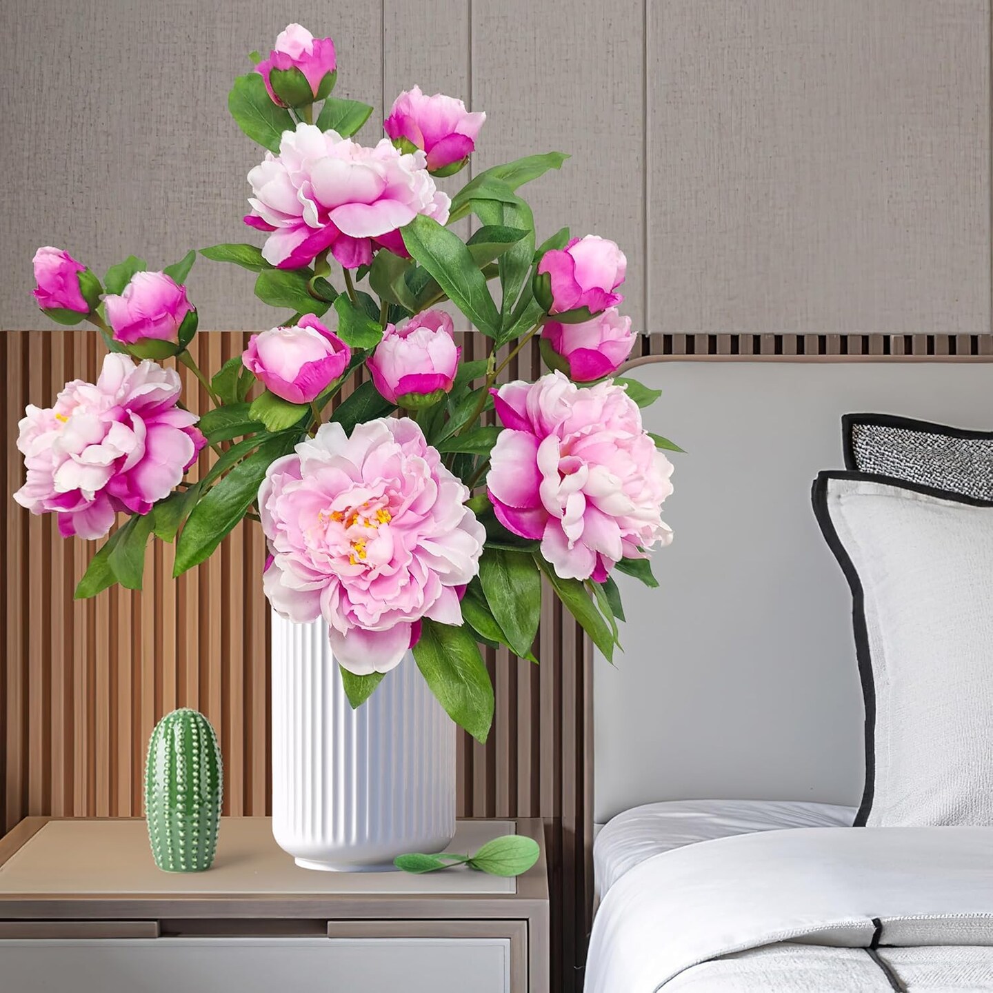 Peony Artificial Flowers,4 Pcs Fake Faux Peony Flowers Look Real,Silk Peonies with Stems for Home Decor,Purple Pink Peonies Artificial Flowers for Floral Arrangements (4, Purple Pink)