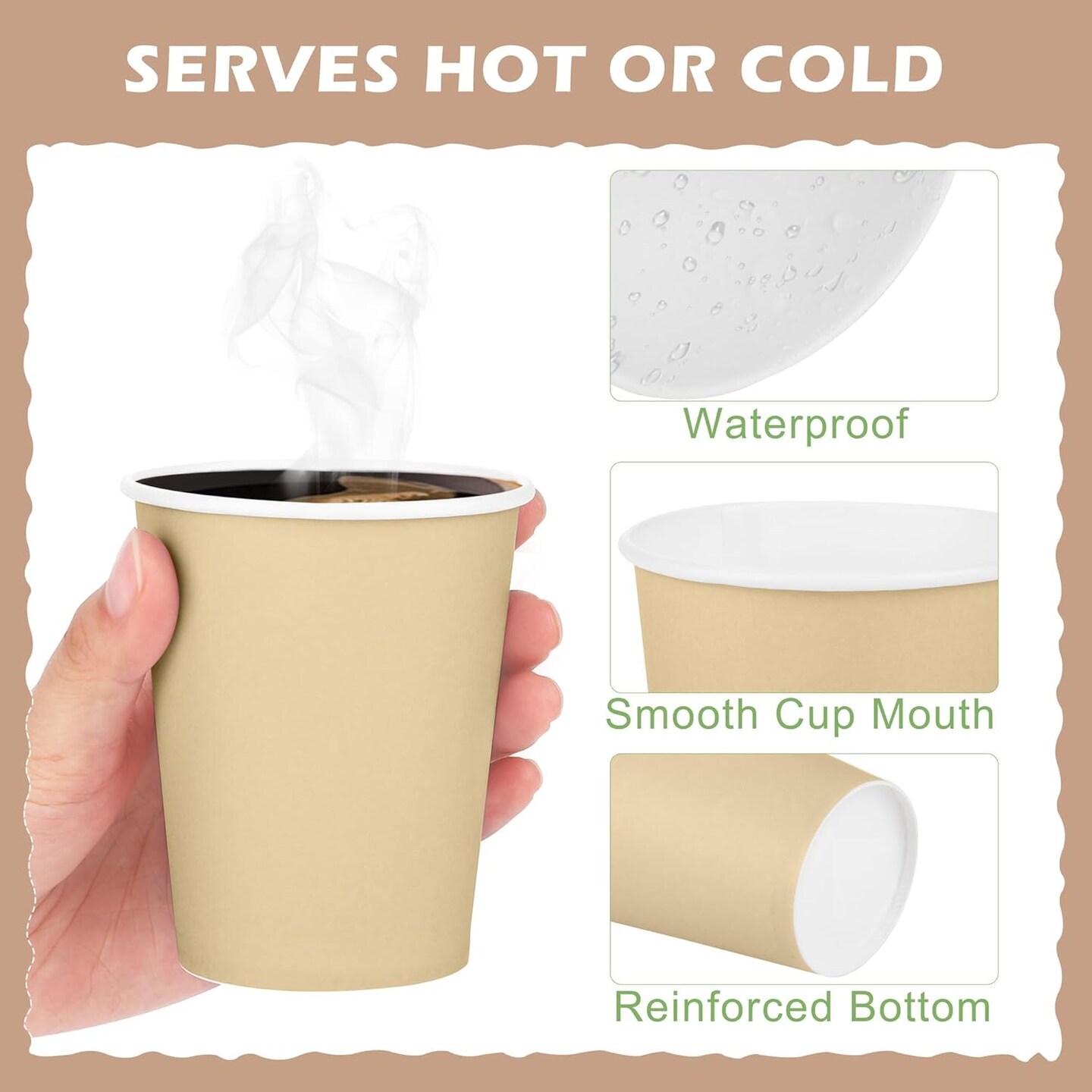 60-Pack 9 oz Brown Paper Cups with Gradient Design – Disposable Coffee, Beverage, and Party Cups for DIY Projects, Events, and Holiday Celebrations