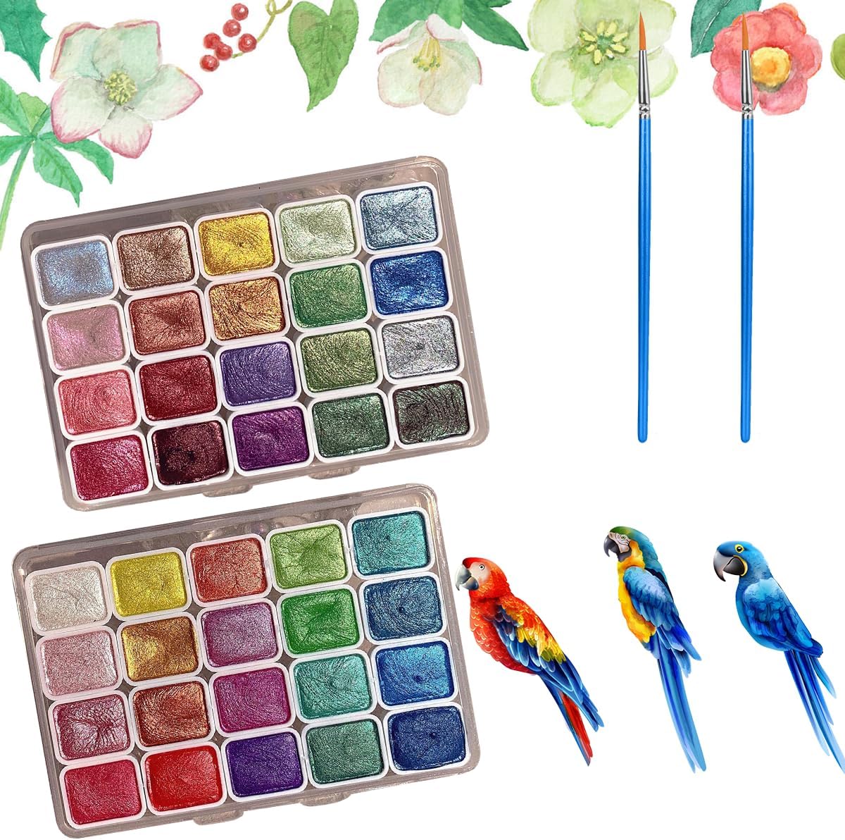 2pc Forestry Shifting Watercolor Set - Shimmer Metallic and Color Shifting Paint