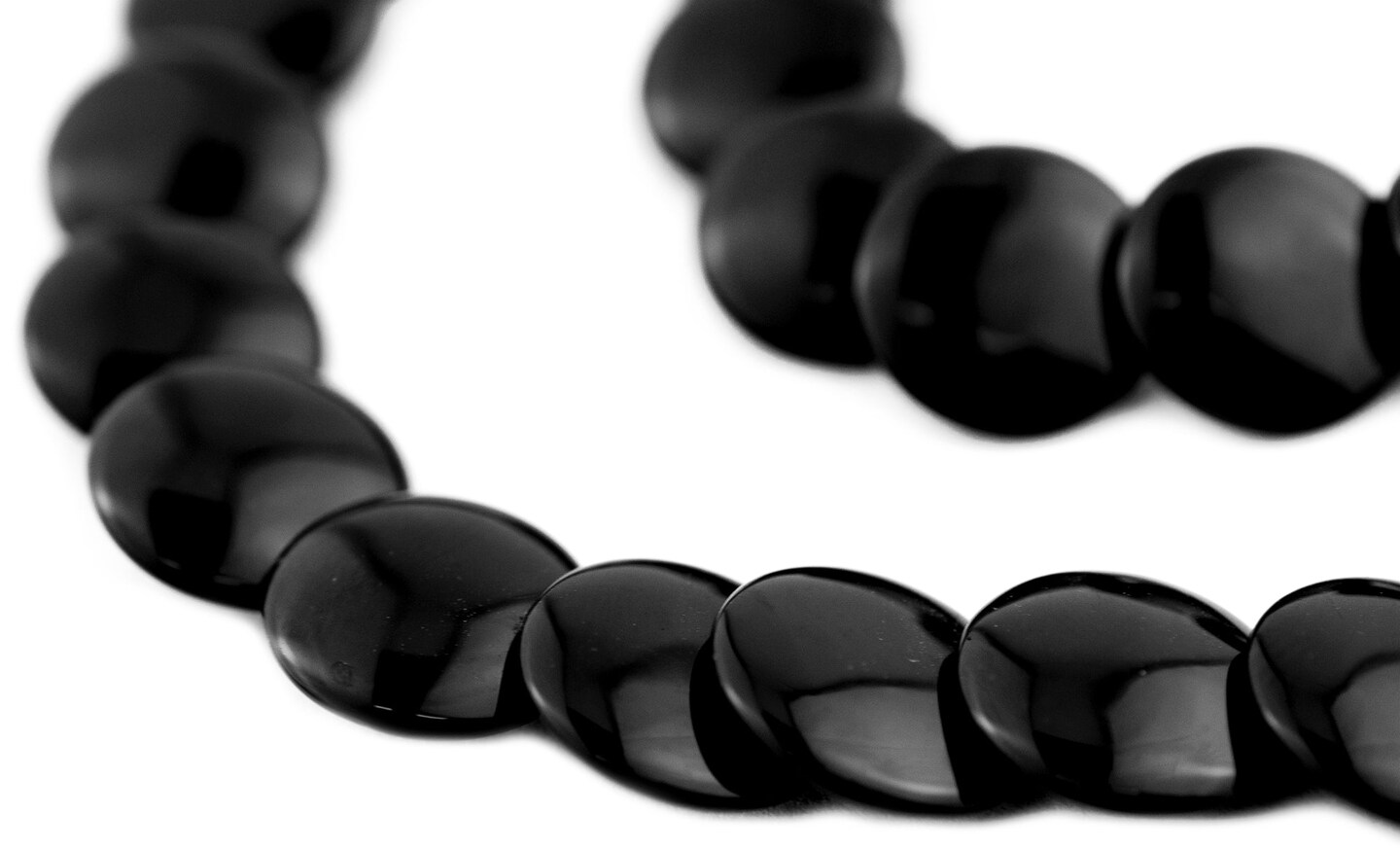 The Bead Chest Flat Circular Onyx Beads (14mm)
