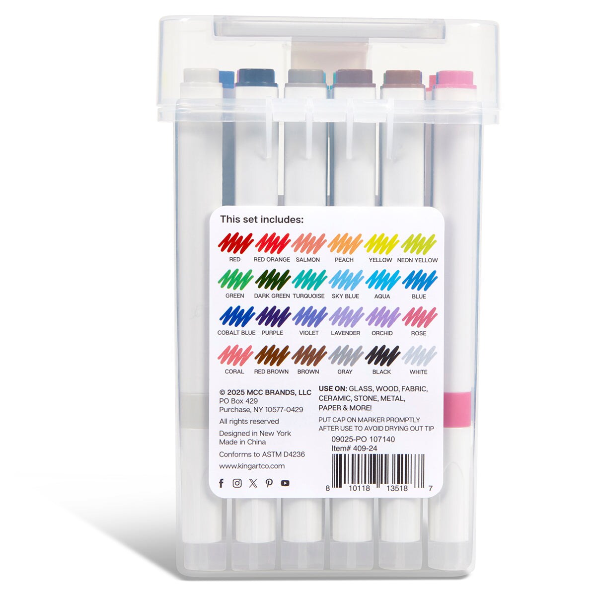 KINGART&#xAE; Acrylic Paint Markers 24 Colors