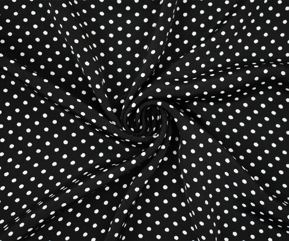 Black-White Polka Dot Printed Polyester Faille Woven Fabric By the Yard