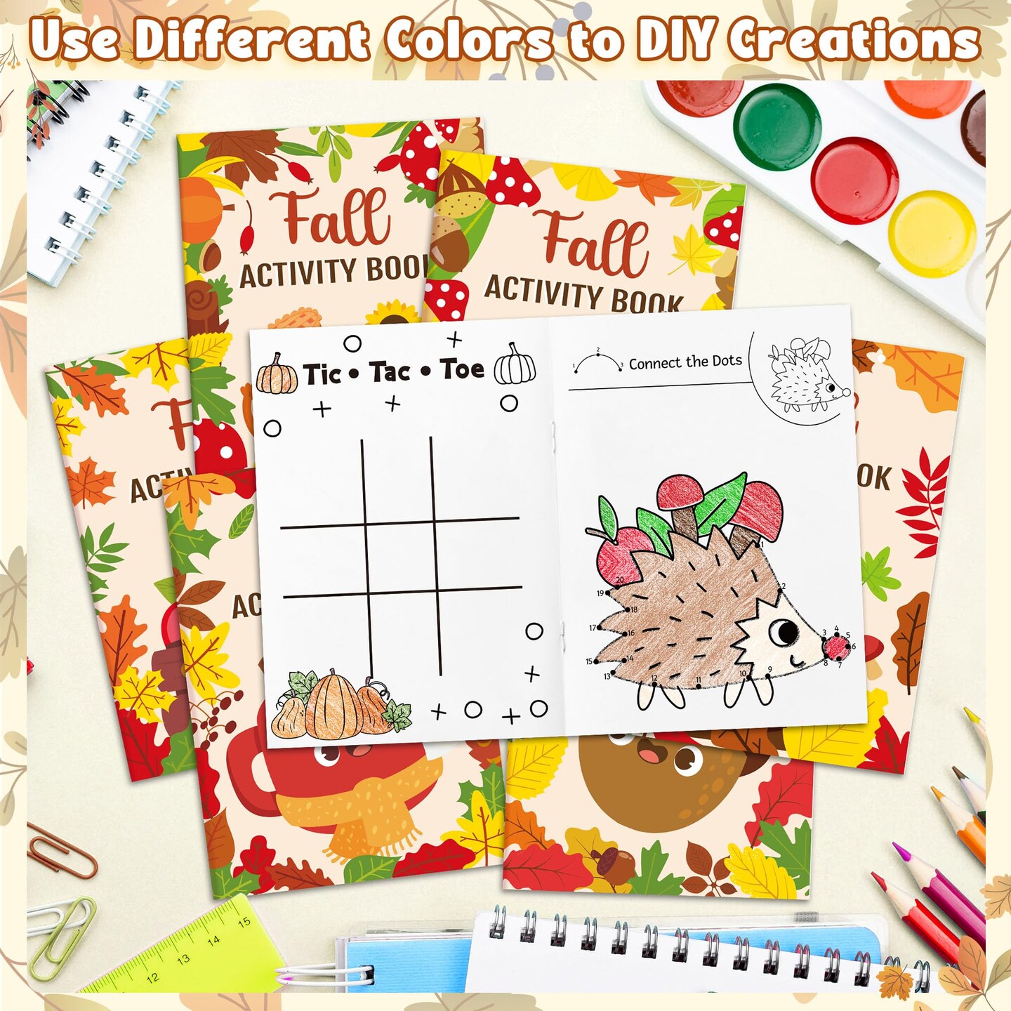 Fall Activity Books for Kids - 24Pcs Autumn Theme Mini Games Coloring Book Set Bulk DIY Art Drawing Mazes Word Search Word Scramble Games for Thanksgiving Halloween Party Goodie Bags Stuffers Favors