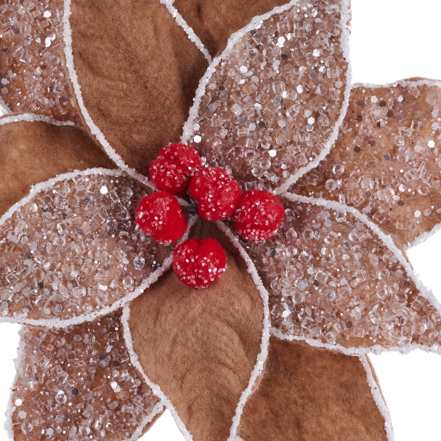 10&#x22; Frosted Gingerbread Poinsettia Pick