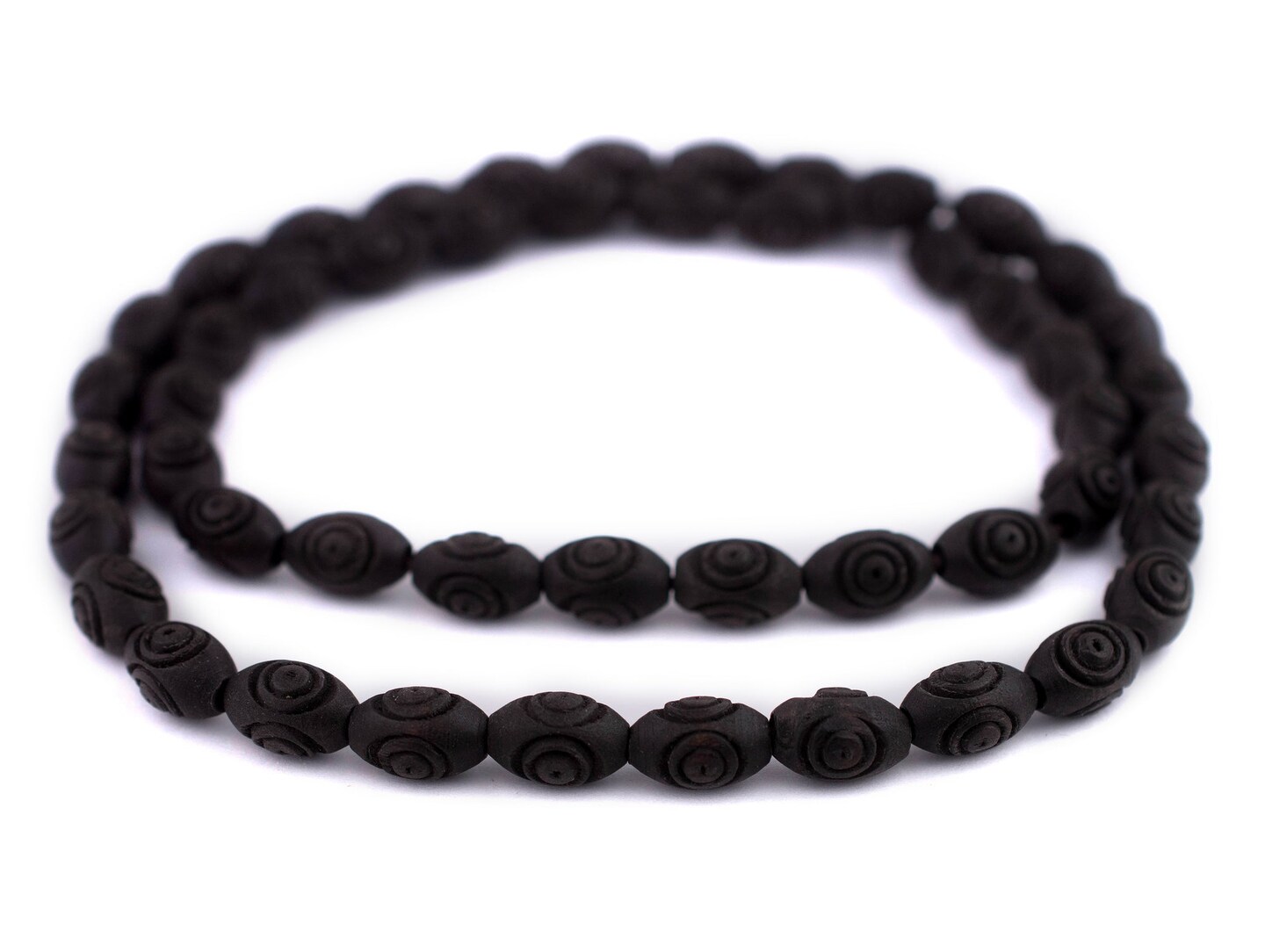 The Bead Chest Carved Vintage-Style Oval Olive Wood Beads from Bethlehem (12x8mm)