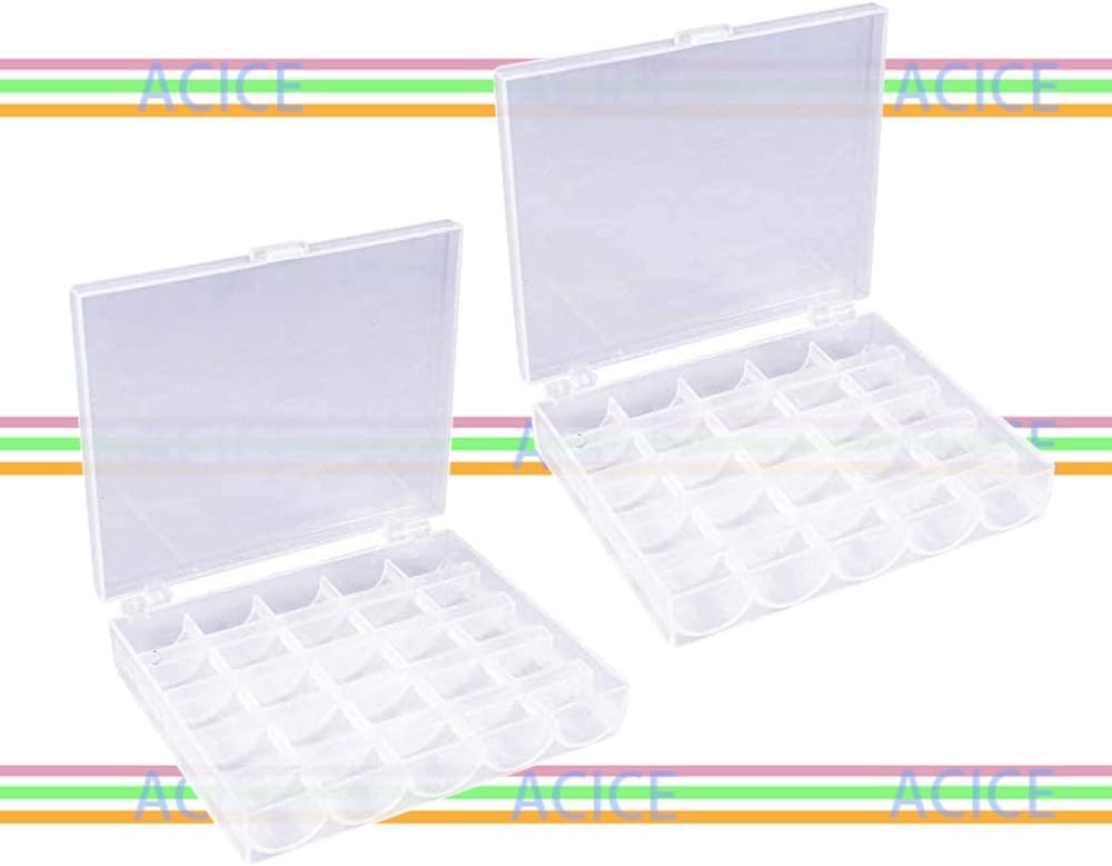 2pcsBobbin Box Organizer,25 Grid Plastic Bobbin Storage Boxes for Sewing bobbins,Quilting Accessories