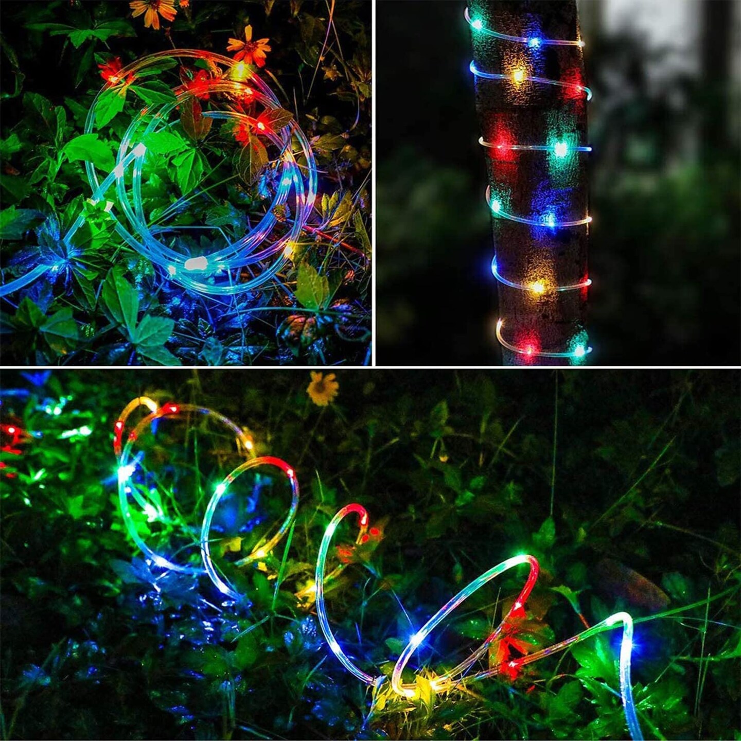 50ft 360 LED Rope Lights Outdoor, Connectable and Flexible Tube Lights with 8 Modes, Waterproof Indoor Outdoor LED Rope Lighting for Deck, Garden, Pool, Patio, Indoor Outdoor Decorations (Multicolor)