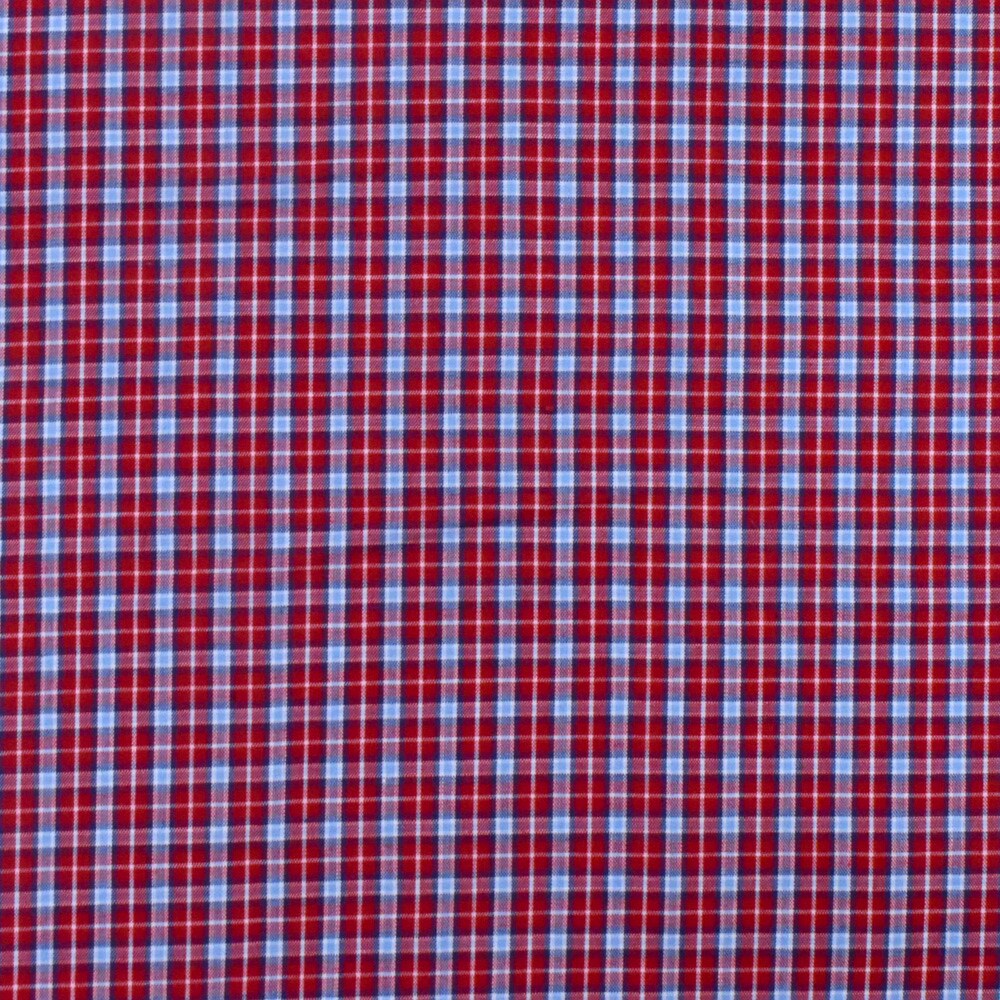 Red-Blue-Multi Plaid Cotton Polyester Madras Woven Fabric By the Yard