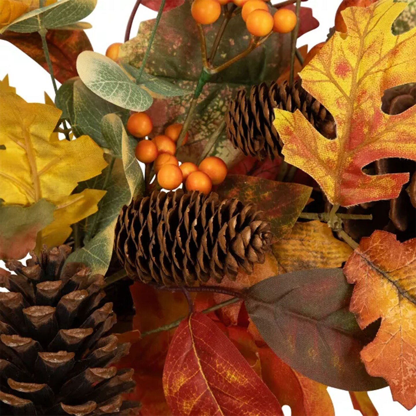 Berries and Pine Cones Artificial Maple Leaf Fall Harvest Wreath 26 Inch