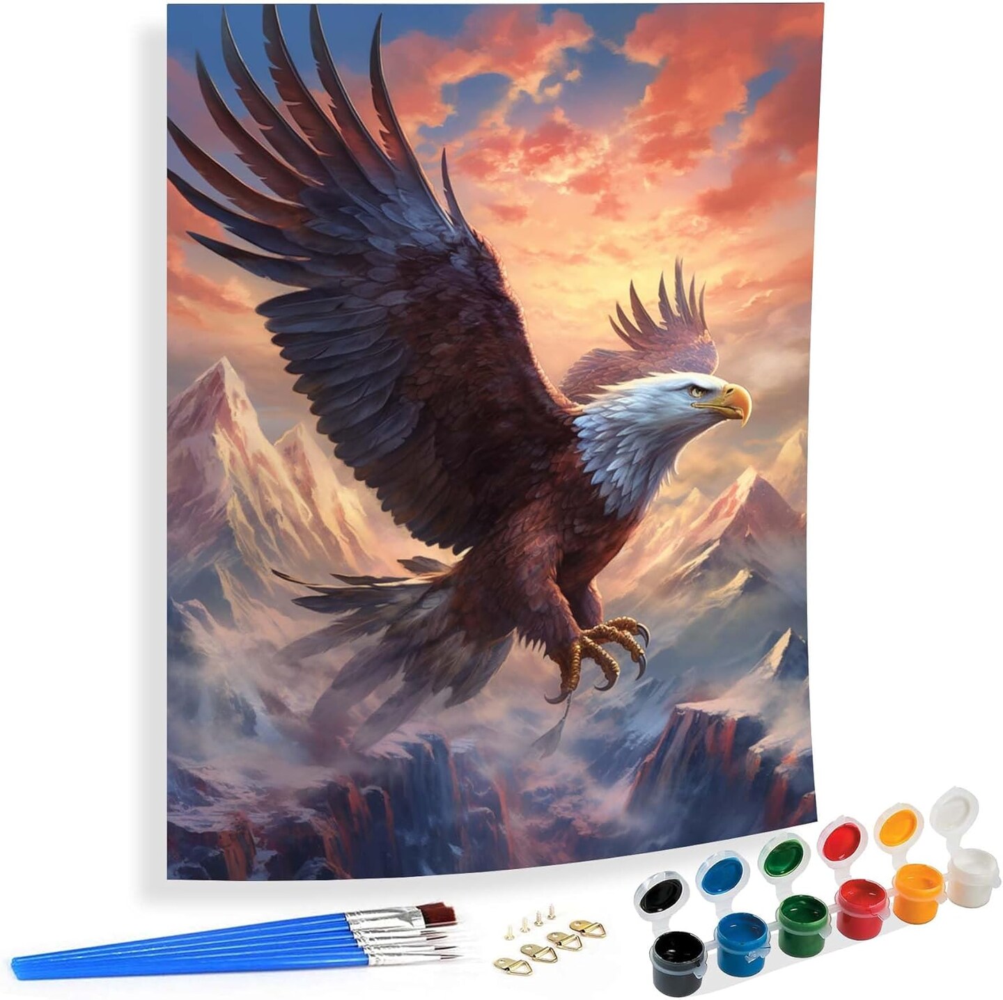 FANPUJOR Paint By Numbers Kit For Adults - Eagle Design, 16x20 Inch, Includes Canvas, Paints, Brushes