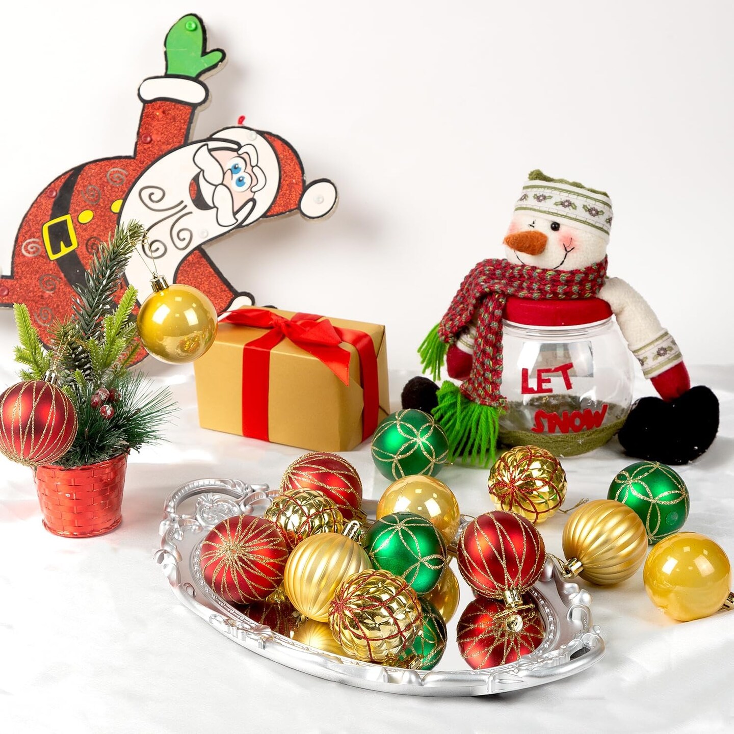 30ct Christmas Ball Ornaments (Red Green White)