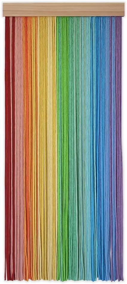 Boho Long Tapestry Unique Macrame Wall Decor Art Hanging Fabric Headboard Traditional Handmade Tie-Dye for Living Room, Bedroom, Home, Rainbow, 40&#x22; L x 15.75&#x22; W