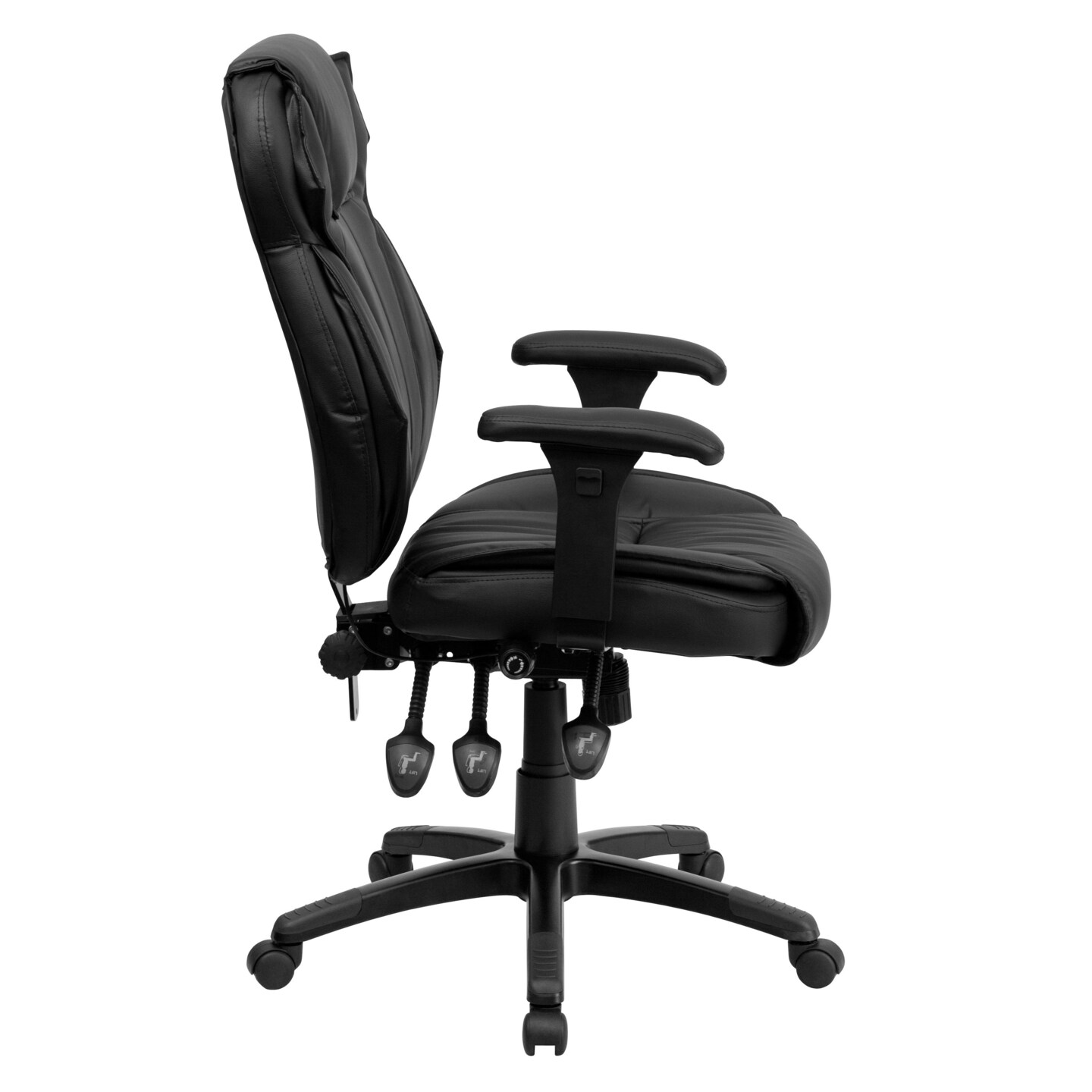 Emma and Oliver High Back Leather Multifunction Executive Swivel Ergonomic Office Chair with Lumbar Support Knob with Arms
