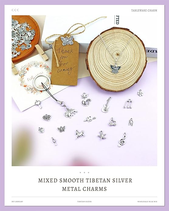 Wholesale Bulk Lots Jewelry Making Silver Charms Mixed Smooth Tibetan Silver Metal Charms Pendants DIY