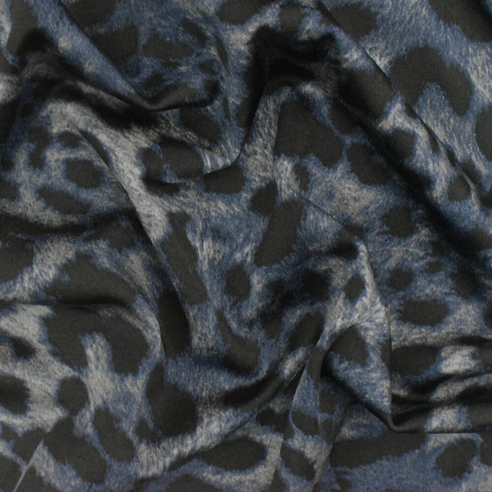 Black-Blue-Multi Famous Maker Cheetah Printed Tricot Swimwear Fabric By the Yard