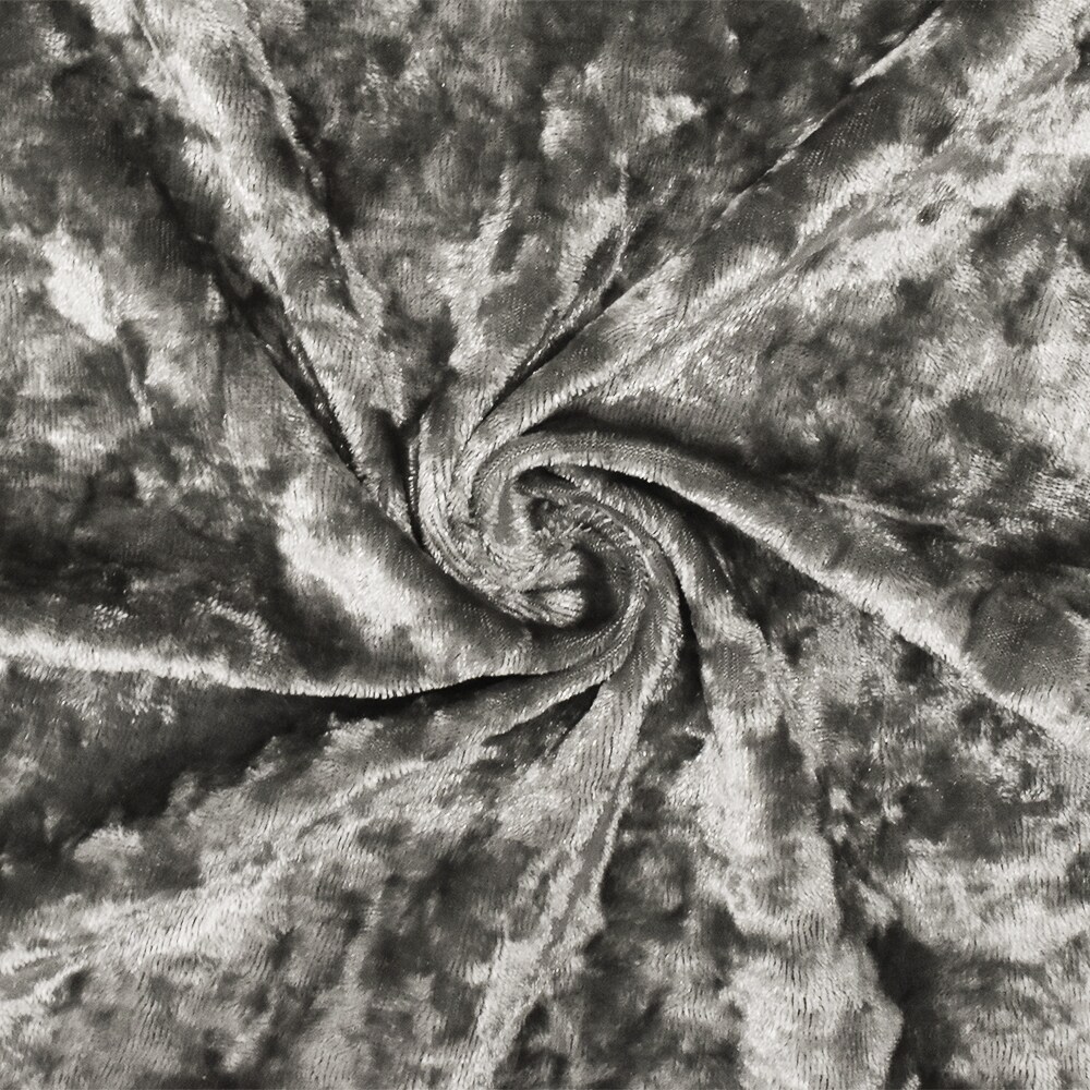 Gray Stretch Poly Spandex Crushed Velvet Knit Fabric By the Yard