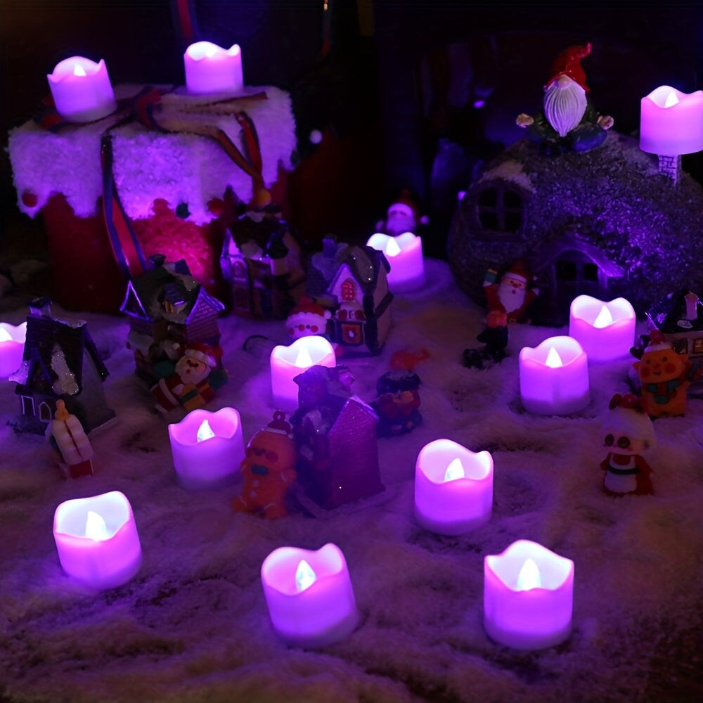 Flameless Candles 12 Pack Remote Controlled LED Tea Light Candles (Purple)
