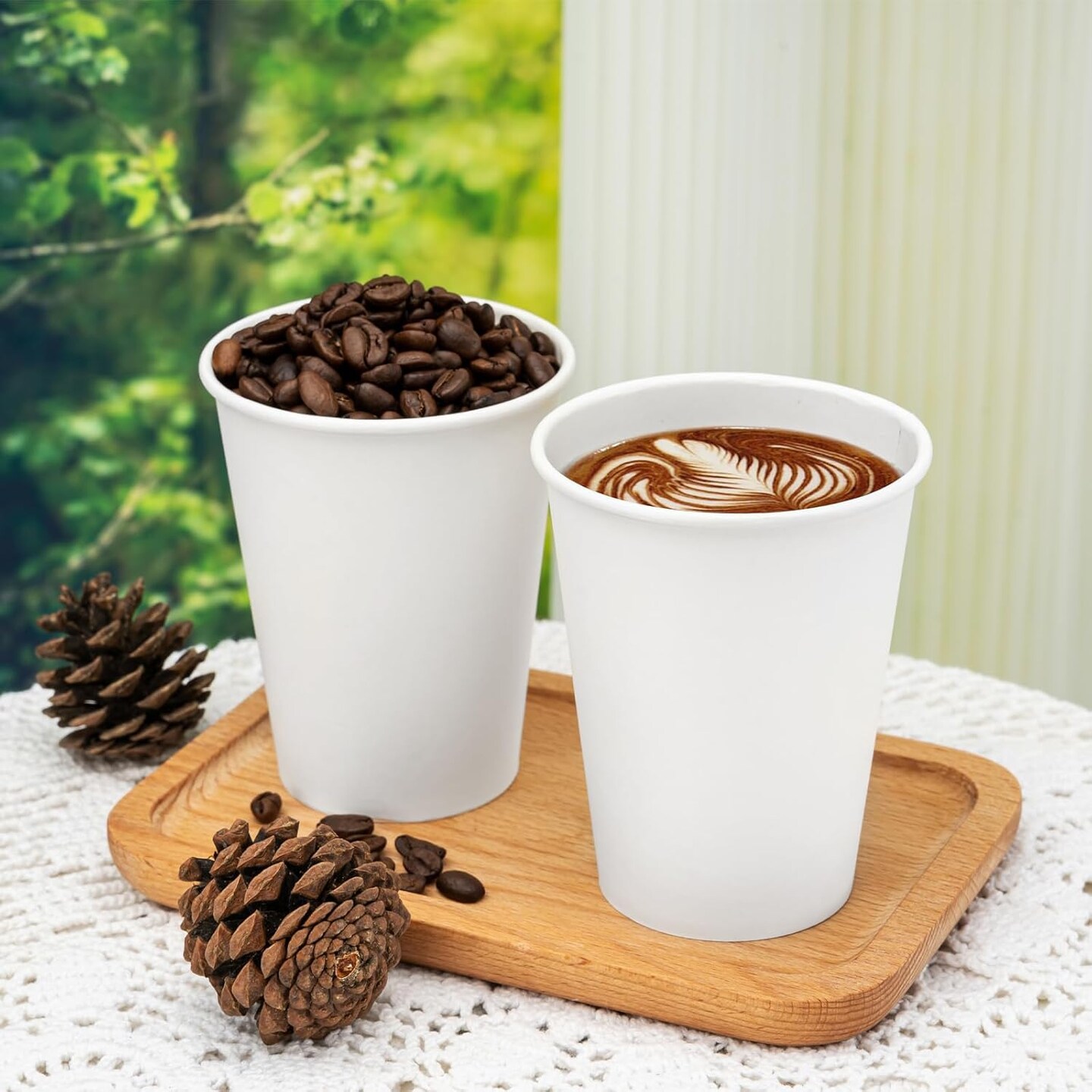[500 pack] Disposable Coffee Cups 12 oz, Paper Cups 12 oz, Hot Cups, Ideal for Hot Drinks, Coffee(white)