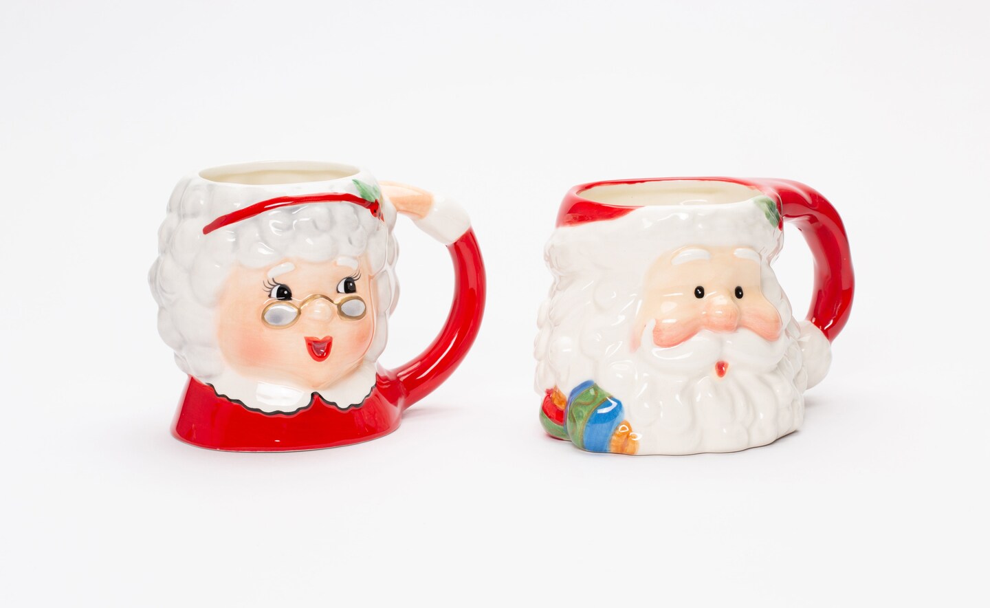 Ceramic Santa Claus and Mrs. Claus Mugs Pair, Home D&#xE9;cor, Gift for Her, Gift for Mom, Kitchen D&#xE9;cor, Christmas D&#xE9;cor