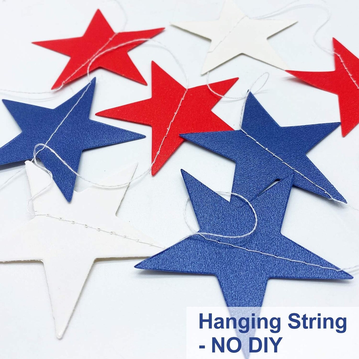 10-Pack Patriotic Star Garland (130ft) - Red, White & Blue 250th Anniversary Streamers