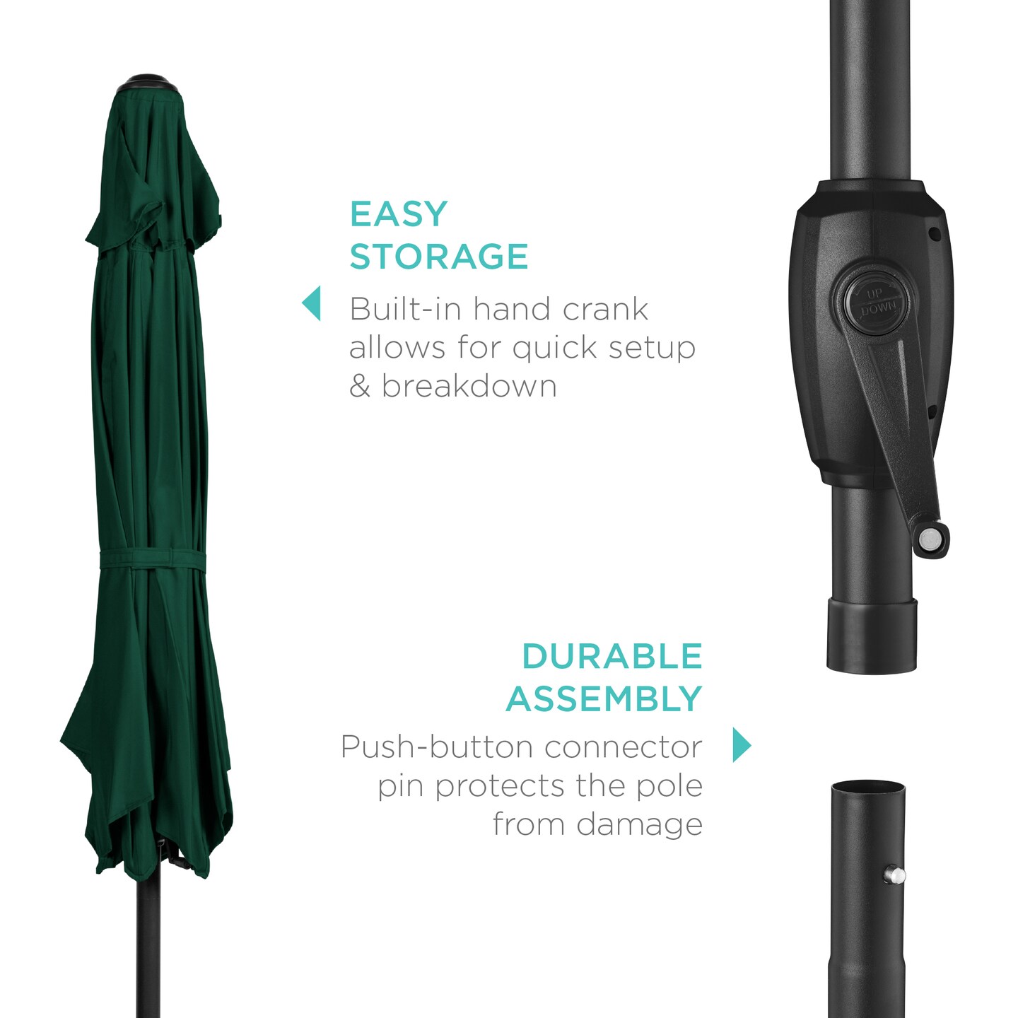 Best Choice Products 7.5ft Heavy-Duty Outdoor Market Patio Umbrella w/ Push Button Tilt, Easy Crank