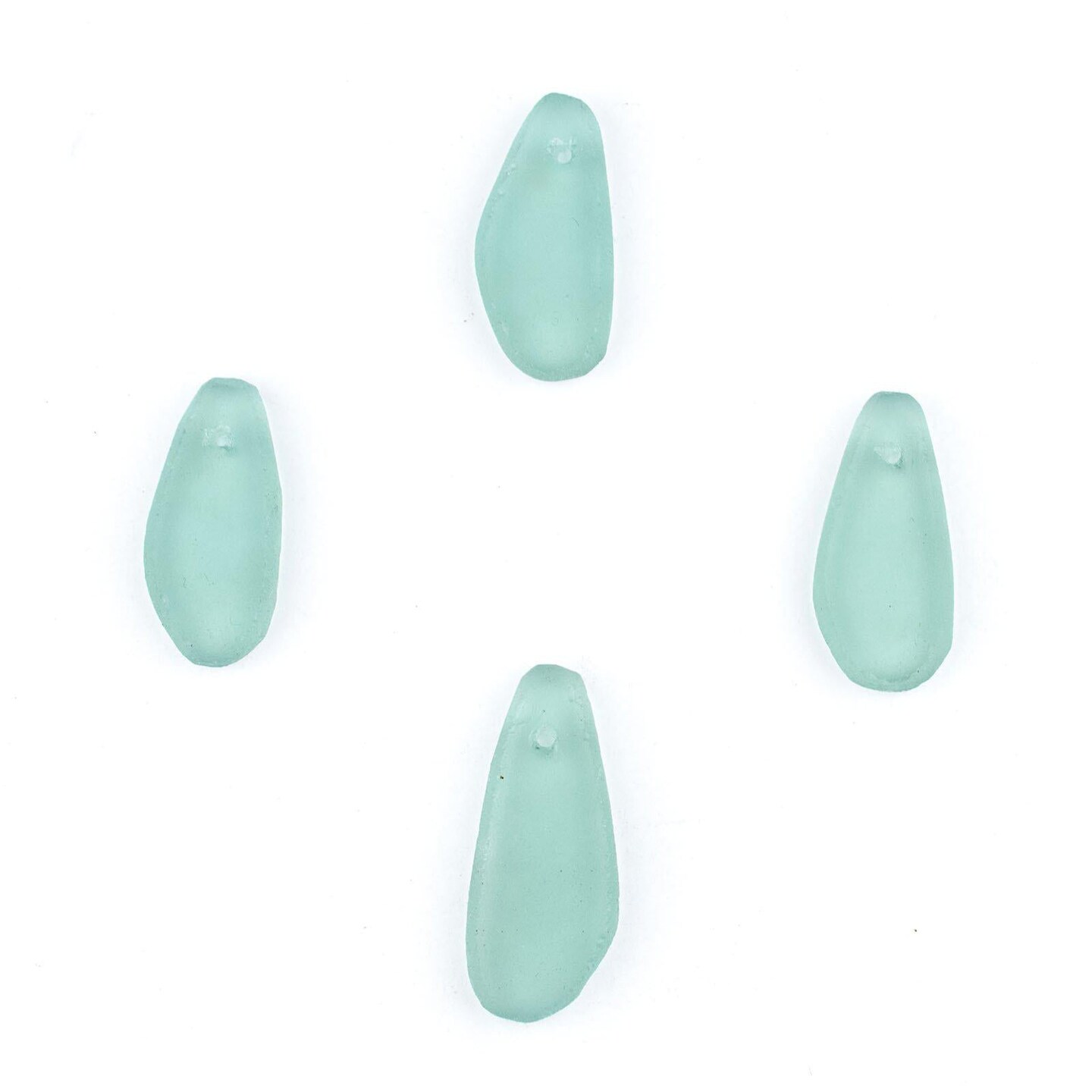 The Bead Chest Teardrop Sea Glass Pendants, Frosted Matte Eco-Friendly Translucent Recycled Glass Charms for Jewelry & Necklace Making