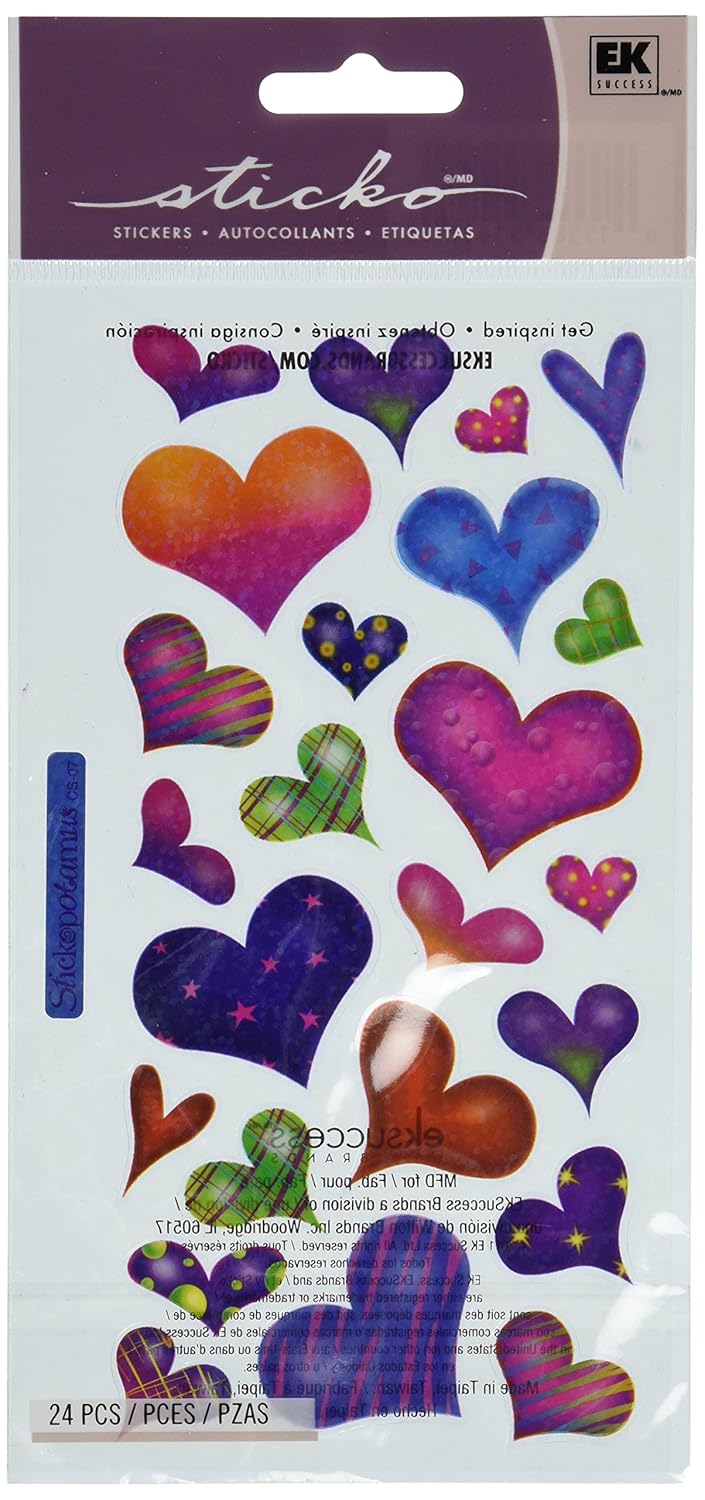 Sticko Sparkle Hearts Prizm Clear Stickers