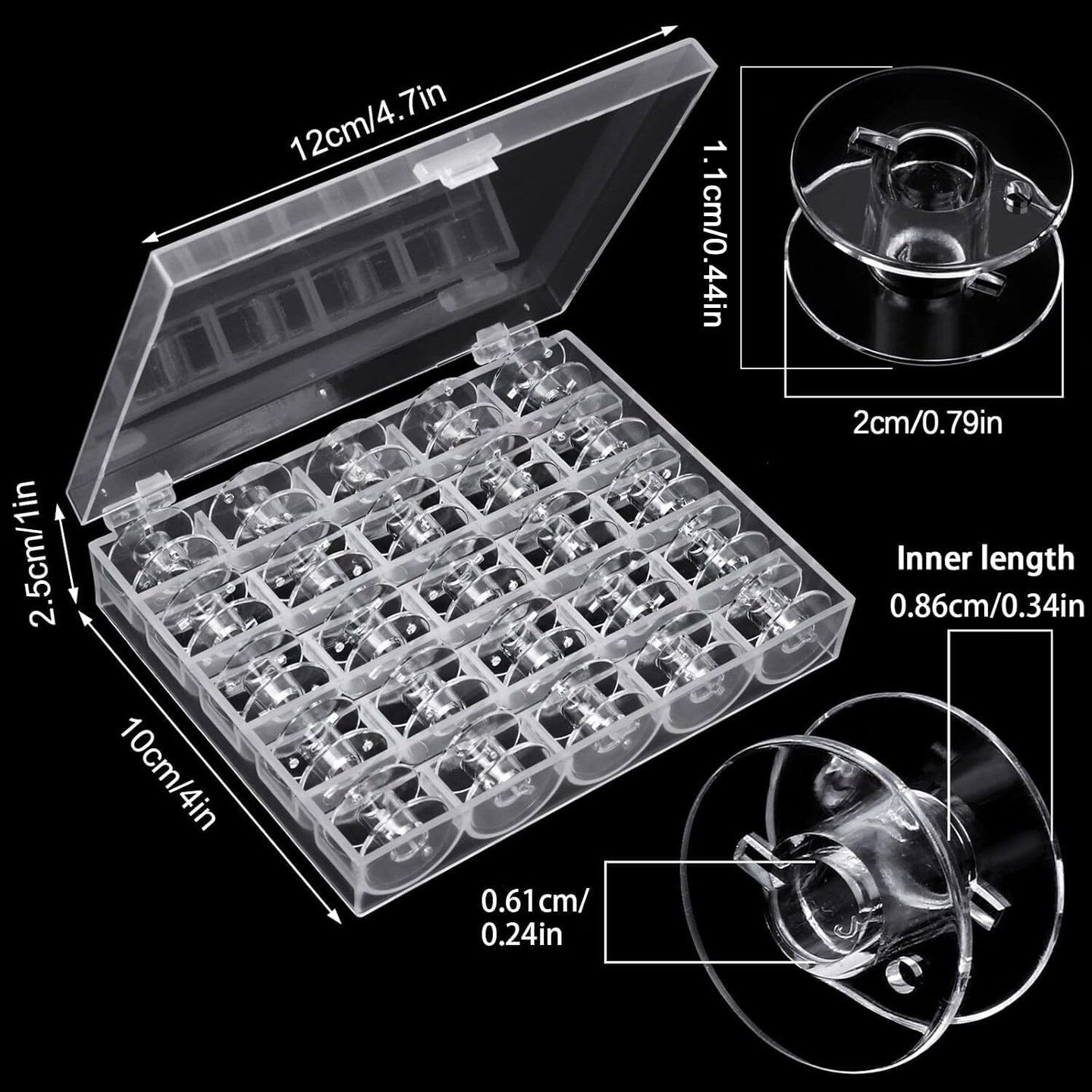 50 Pcs Bobbins, Plastic Bobbins for Sewing Machine, Sewing Bobbins with Bobbin Case, Bobbin for Sin-ger/Bro-Ther, Bobbins for Singer Sewing Machine