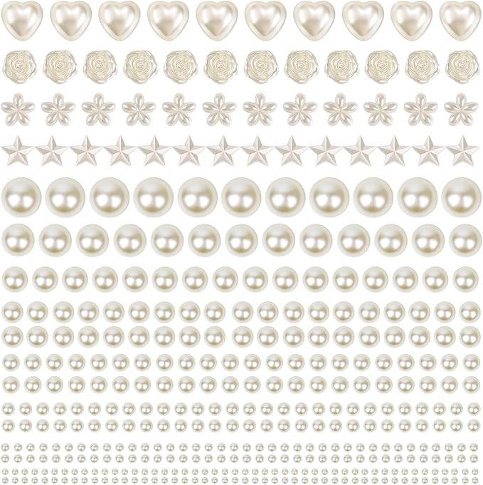 4326 Pcs Self-Adhesive Pearl Stickers – Stick-on Pearls and Gems for Hair, Face, Makeup, and Crafts, Assorted Styles and Sizes
