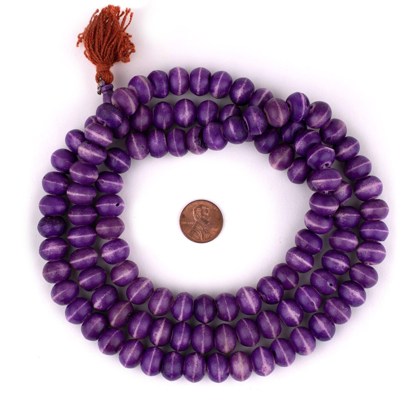 The Bead Chest Purple Bone Mala Prayer Beads (12mm)