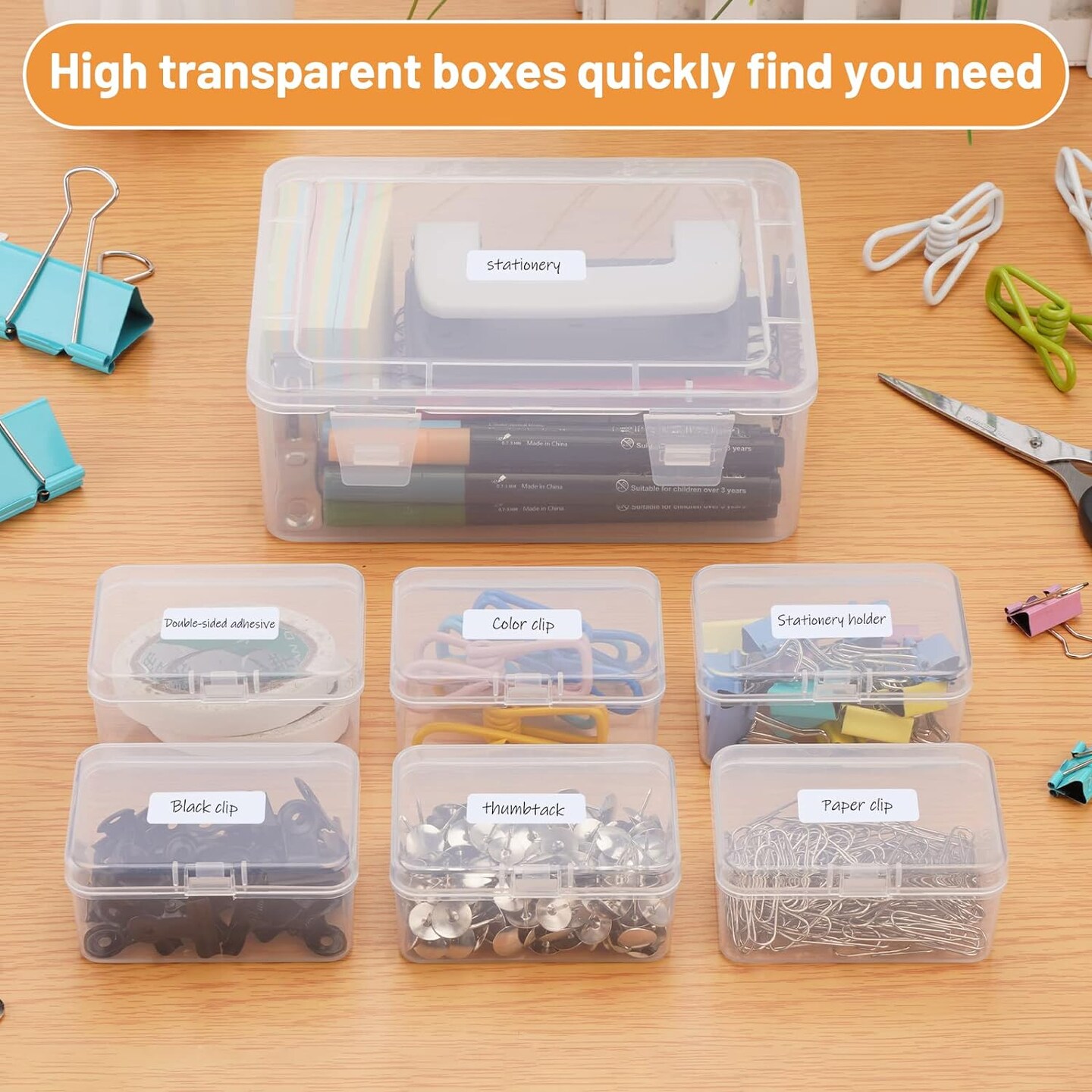 Small Bead & Craft Organizer Boxes – Clear Rectangle Plastic Storage Containers for Jewelry, Nails, DIY Crafts, Beads, Batteries, Screws, and Small Parts