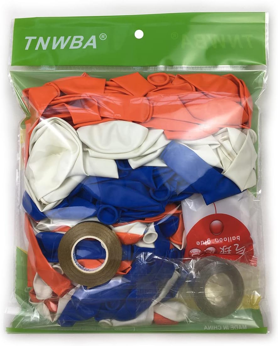 120-Pack White, Blue & Orange Latex Balloons – Birthday, Wedding & Baby Shower Party Decorations