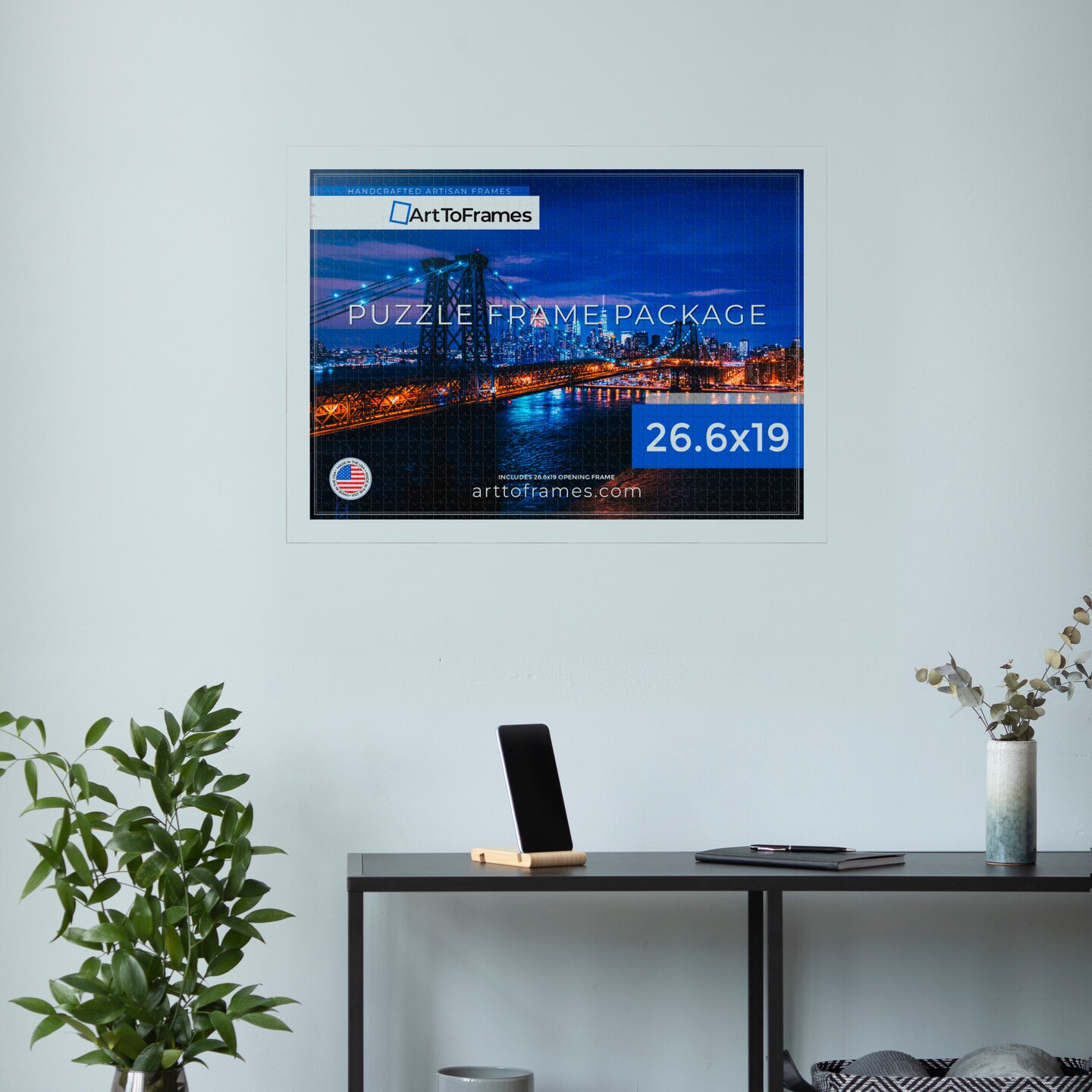 ArtToFrames 26.6x19 INCH / 68x48 CM Puzzle Frame for 1000 piece Puzzles.This 1.25 Inch Custom MDF Frame for Puzzles Comes with Economy Acrylic, Available in Multiple Colors