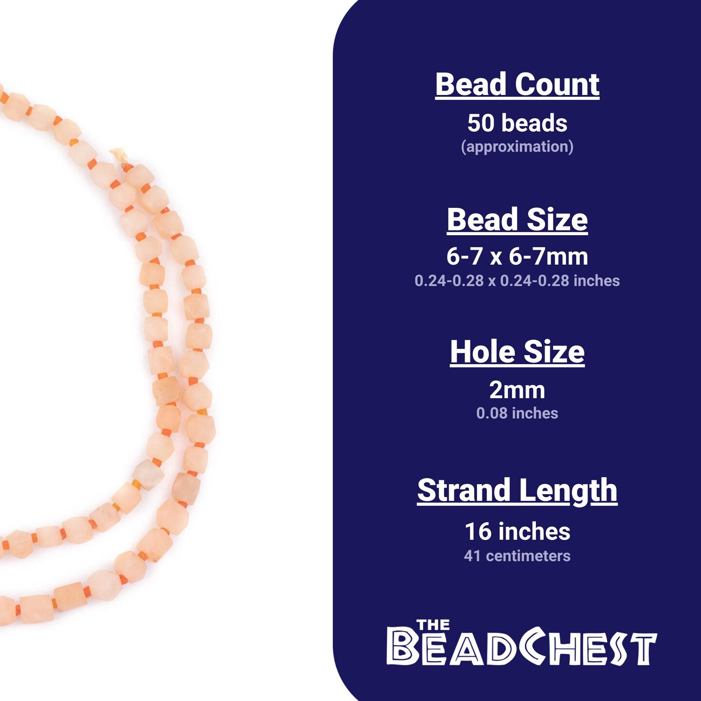 The Bead Chest Matte Natural Cornerless Cube Calcite Beads 7mm Afghanistan Orange Faceted Gemstone Large Hole 16 Inch Strand